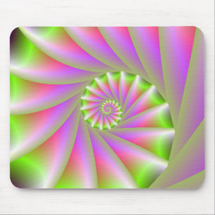 Pink and Green Spiral Mousepad
