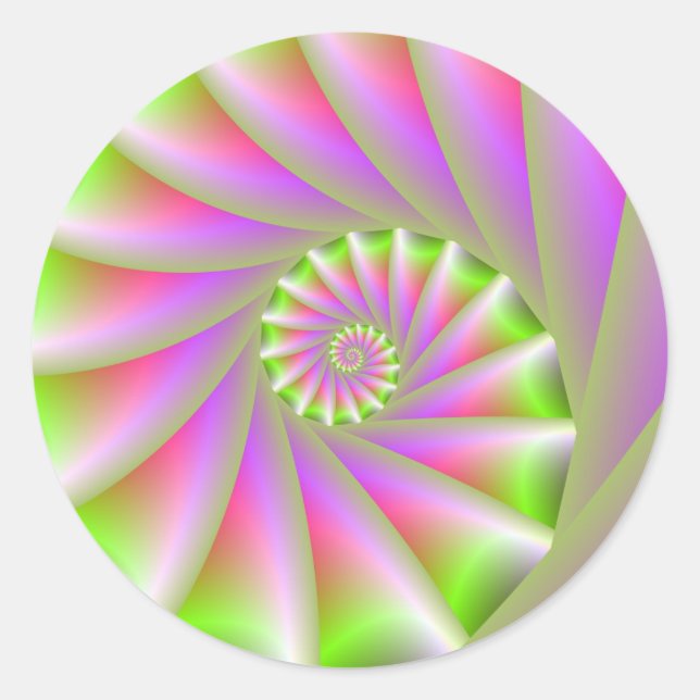 Pink and Green Spiral Sticker (Front)