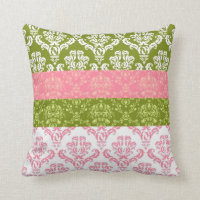 Pink and Green Stripe Damask