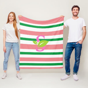 Pink and Green stripe logo  Fleece Blanket