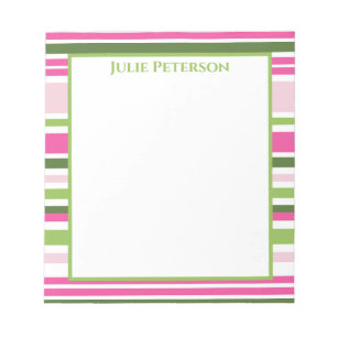 Pink and Green Stripe Notepad