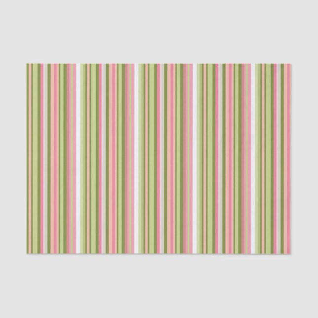 Pink and Green Stripe Tissue Paper (Front)