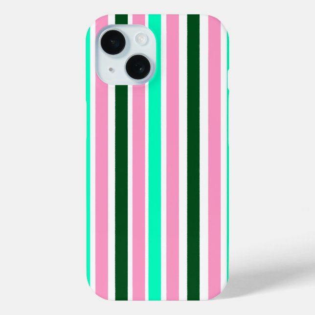 Pink and Green Stripes  Case-Mate iPhone Case (Back)
