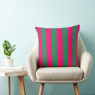 Pink and Green Stripes  Cushion