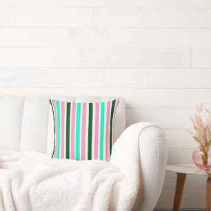 Pink and Green Stripes Cushion