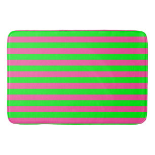 Pink and Green Stripes Design Bath Mat