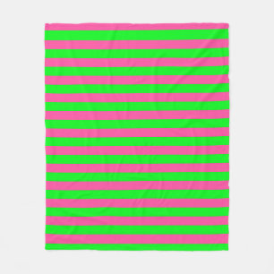 Pink and Green Stripes Design Fleece Blanket