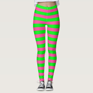 Pink and Green Stripes Design Leggings