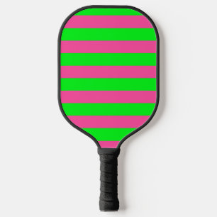 Pink and Green Stripes Design Pickleball Paddle