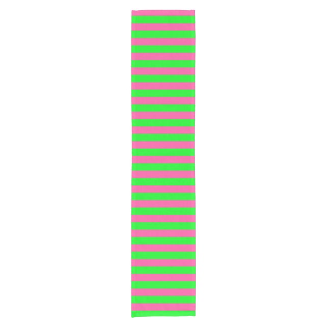 Pink and Green Stripes Design Short Table Runner (Front)