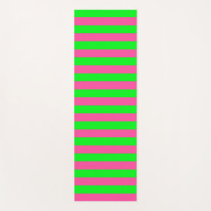 Pink and Green Stripes Design Yoga Mat
