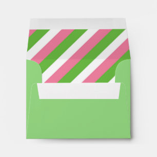 Pink and Green Stripes Envelope Liner - Note Card