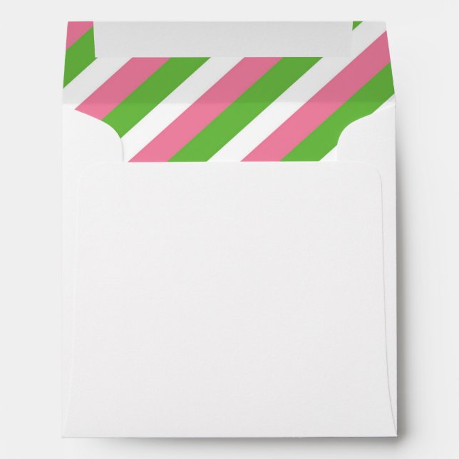 Pink and Green Stripes Envelope Liner - Preppy (Back (Bottom))