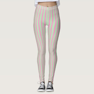 Pink and Green Stripes Leggings