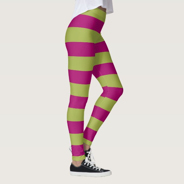 Pink and Green Stripes Leggings (Right)