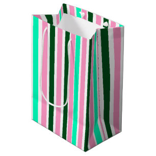 Pink and Green Stripes  Medium Gift Bag