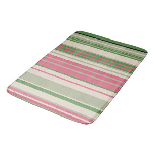 Pink and Green Stripes Mid-Century Modern  Bath Mat