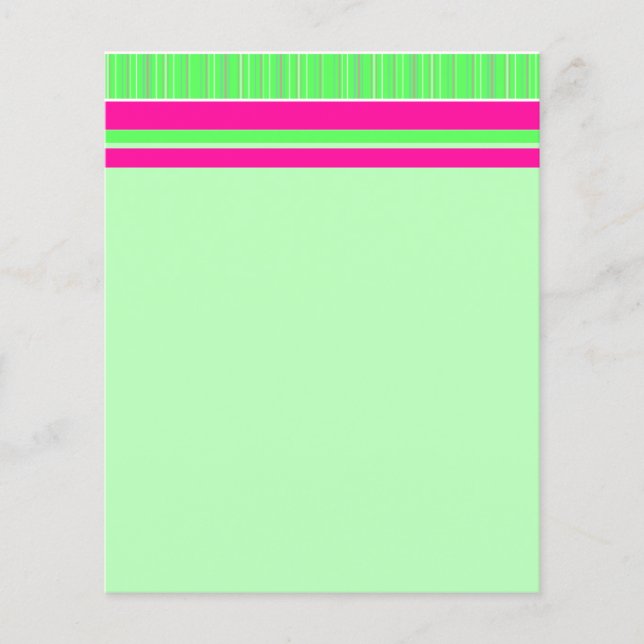 Pink and Green Stripes Stationery Flyer (Front)