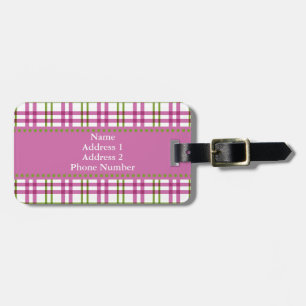 Pink and Green Tartan Luggage Tag
