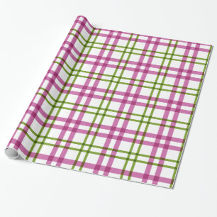 Pink and Green Tartan Pattern Wrapping Paper
