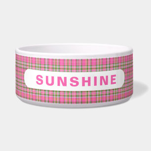 Pink and Green Tartan Plaid Dog Name