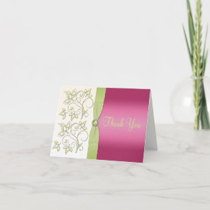 Pink and Green Thank You Note Card