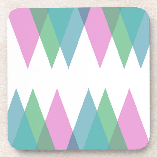 Pink and green triangles coaster (Front)