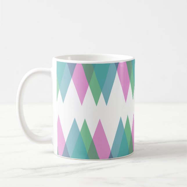 Pink and green triangles coffee mug (Left)