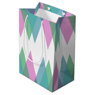 Pink and green triangles medium gift bag