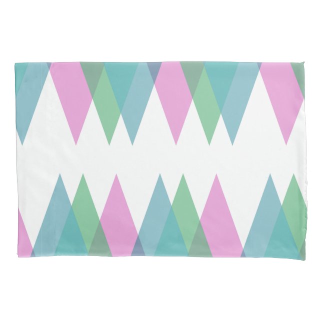 Pink and green triangles pillowcase (Front)