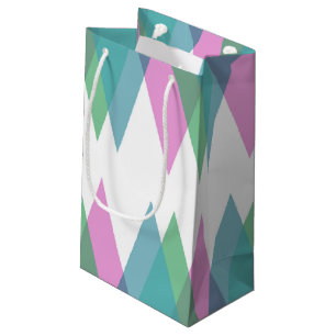 Pink and green triangles small gift bag