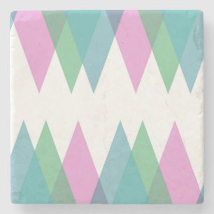 Pink and green triangles stone coaster