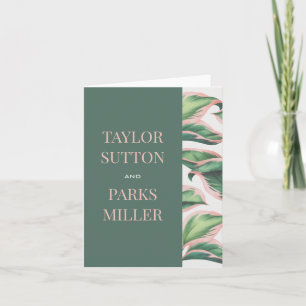 Pink and Green Tropical Foliage Note Card