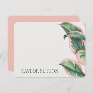 Pink and Green Tropical Foliage Note Card