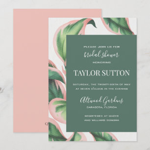 Pink and Green Tropical Foliage Shower Invitation