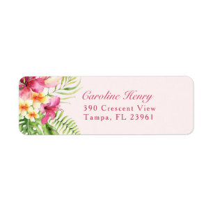 Pink and Green Tropical Return Address Label
