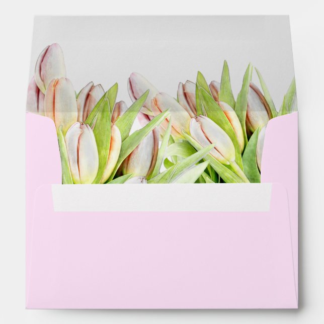 Pink and green Tulip wedding Envelope (Back (Bottom))