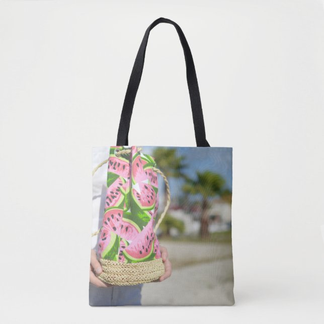 Pink and green water melon-printed bag (Front)