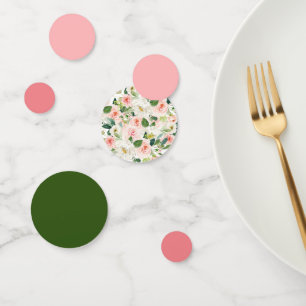 Pink And Green Watercolor Floral Confetti