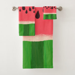 Pink and Green Watermelon Bath Towel Set