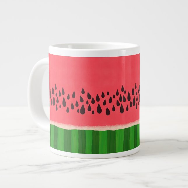 Pink and Green Watermelon Large Coffee Mug (Front Left)