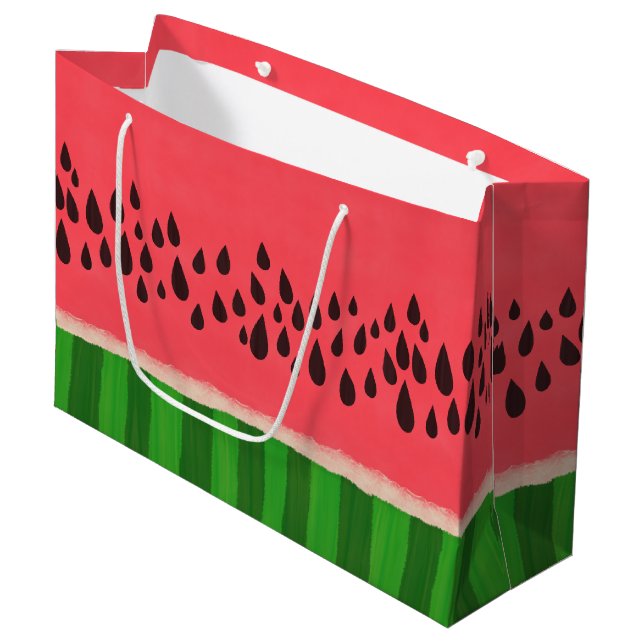 Pink and Green Watermelon Large Gift Bag (Front Angled)