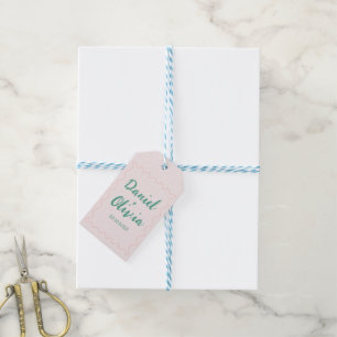 Pink and Green Wavy Wedding  Gift Tags