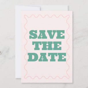 Pink and Green Wavy Wedding Save The Date