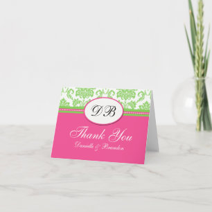Pink and Green Wedding Thank You Card