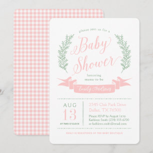 Pink and Green Whimsical Cottage Baby Shower Invitation