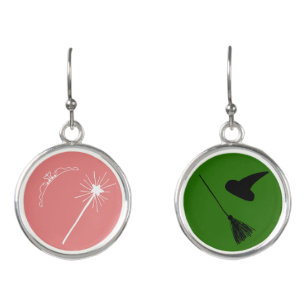 Pink and Green Wicked Witch inspired Earrings