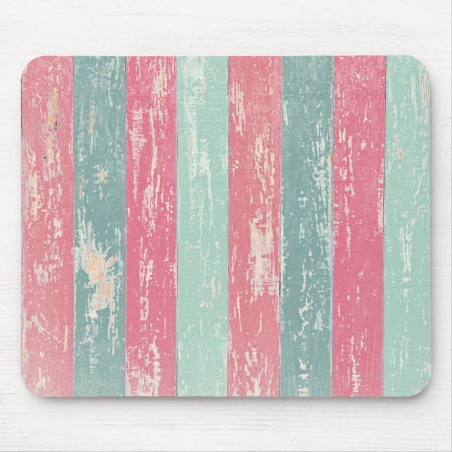 Pink and green wooden fence texture mouse mat (Front)