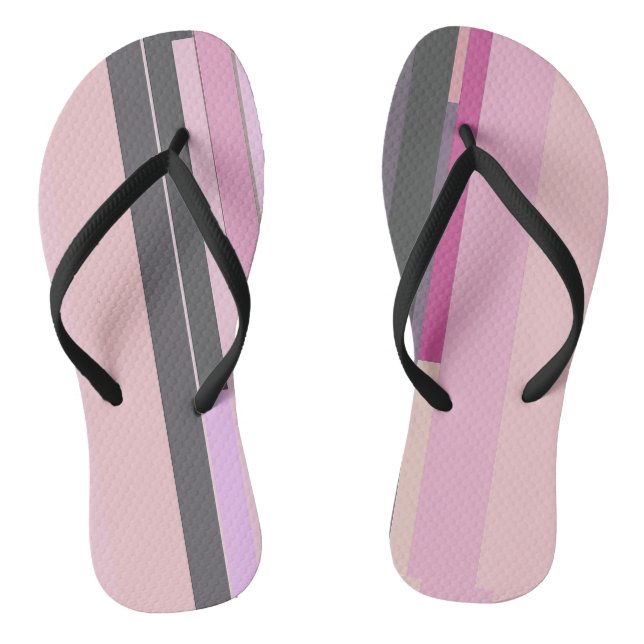 Pink and grey abstract Stripes Flip Flops (Footbed)