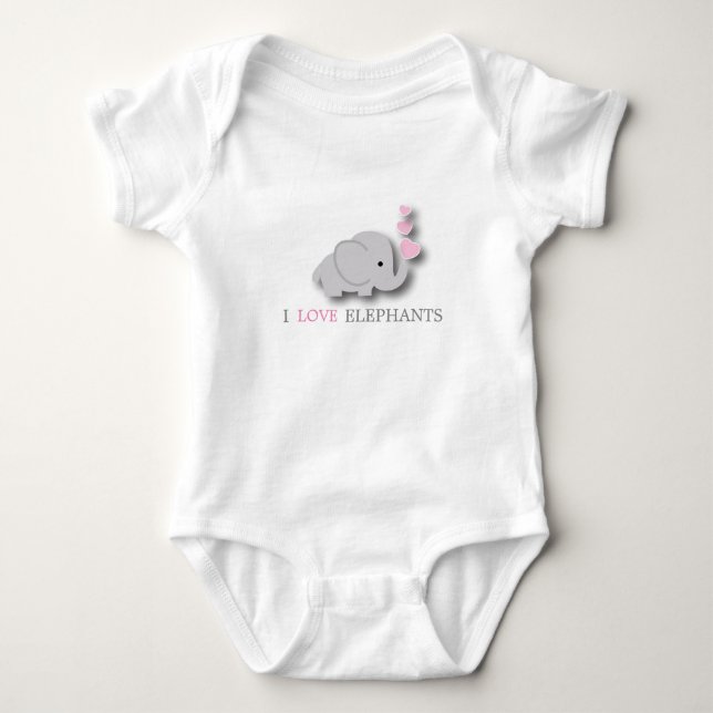 Pink and Grey Baby Elephant Bodysuit (Front)